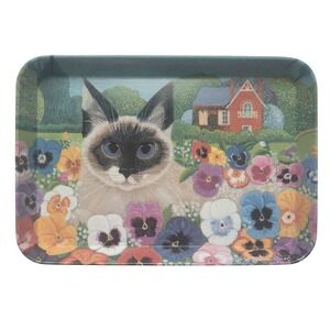 Vtg Melplus Siamese Cat Pansies Floral Tray R2S Melamine 20052 Italy